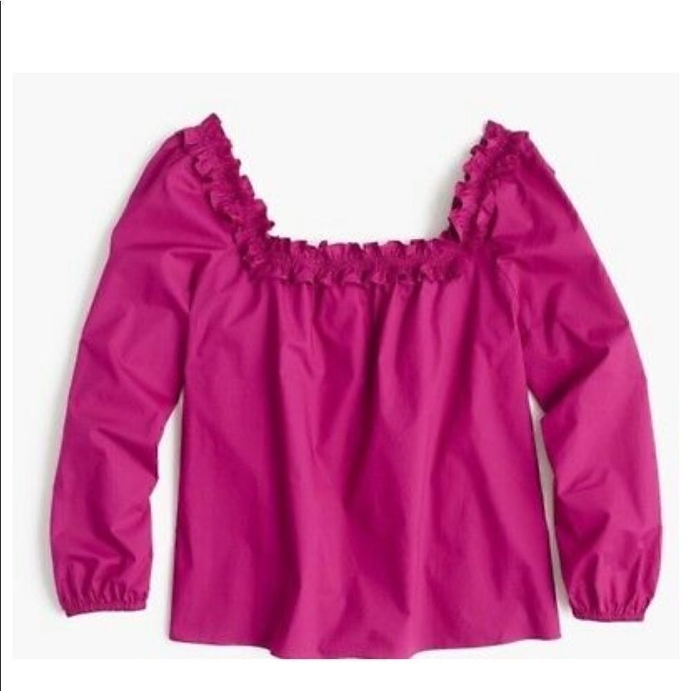 J.  Crew | Ruffle Penny Top Dark Peony Blouse Top NWT  H2198 | S